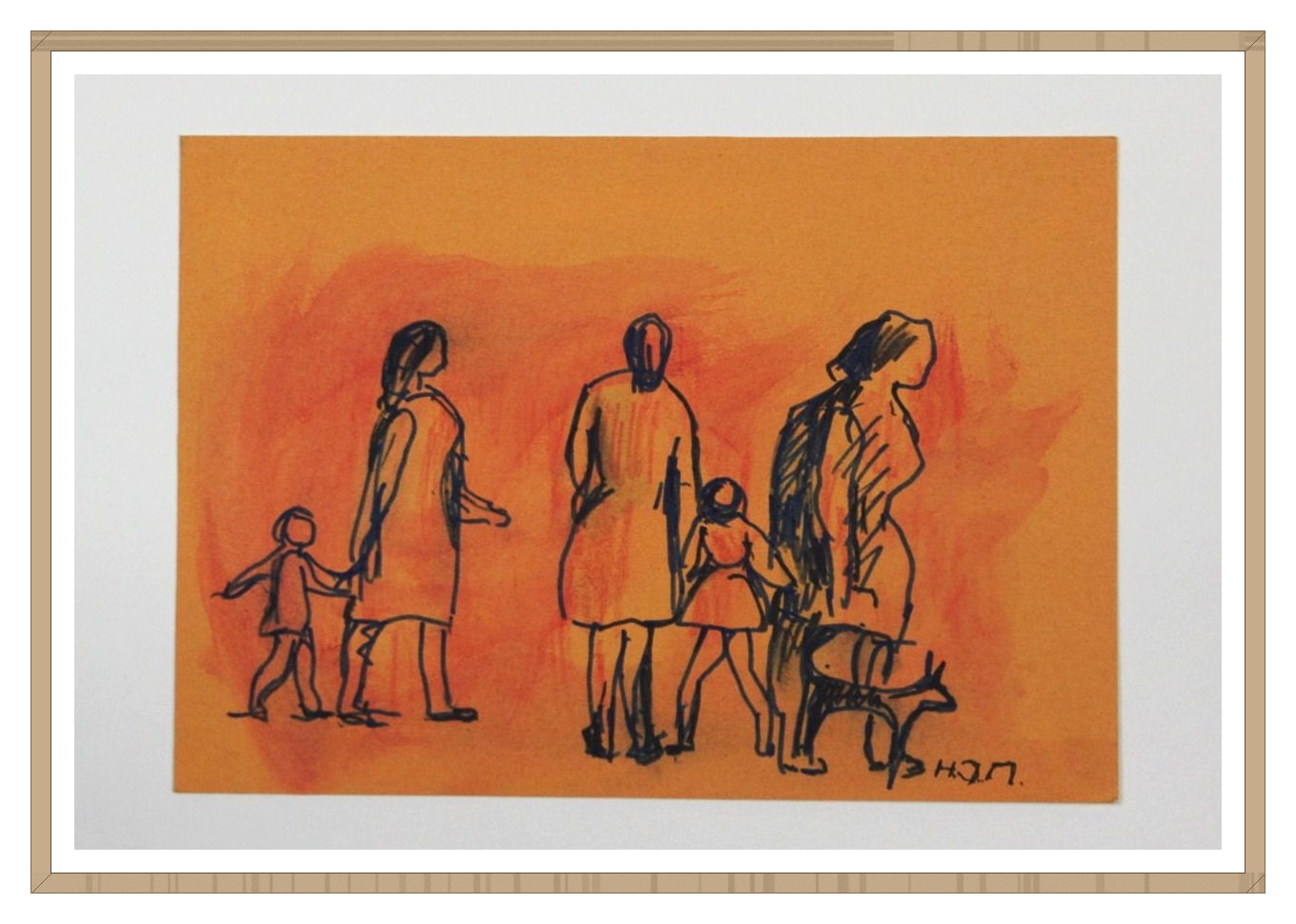 Menschengruppe in Orange – Más vistas 1