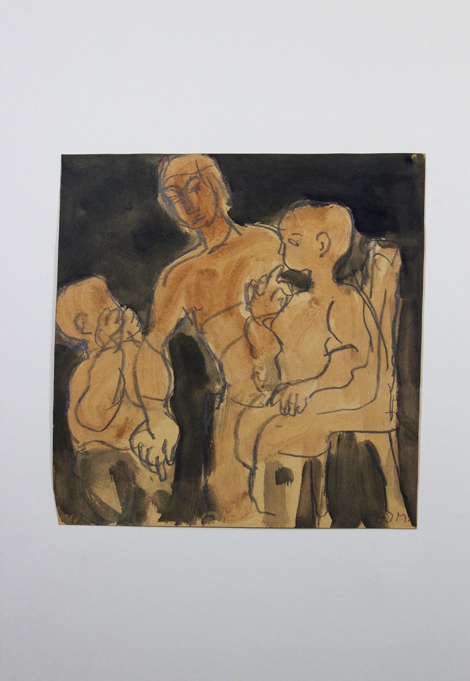 Frau mit zwei Kindern vor dunklem Grund – More views 1